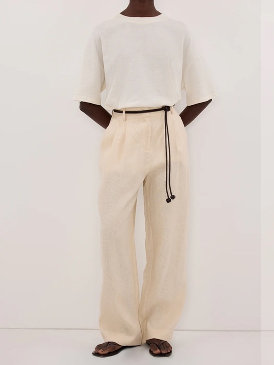 DISSH Pants - Cream Wide-Leg Linen Pants